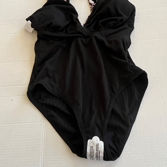 Time  Tru Babydoll Floral One Piece Swimsuit Small Belted Tie Resort Travel Pool - Picture 6 of 9